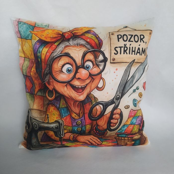 Vtipný povlak na polštář patchworkářka