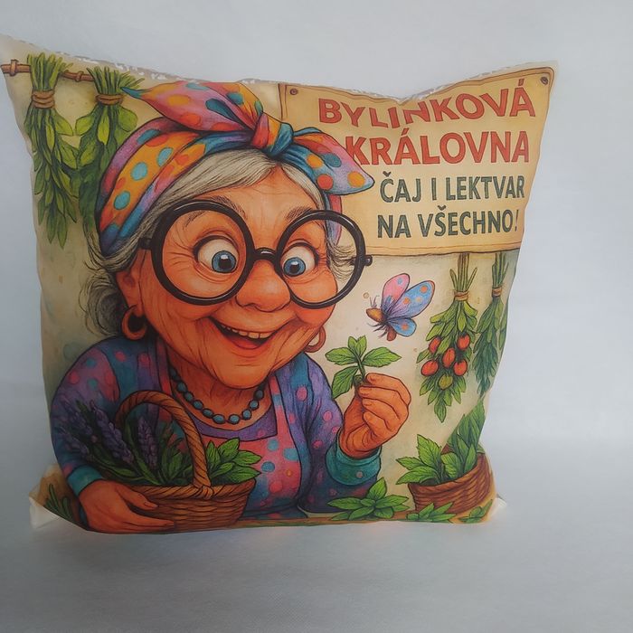 Vtipný povlak na polštář bylinkářka