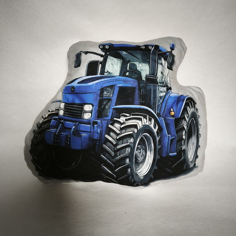 3D polštář Traktor modrý