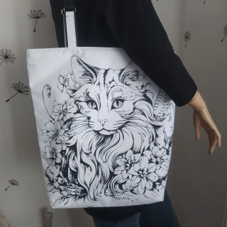 Nákupní taška Kočka z řady černá a bílá