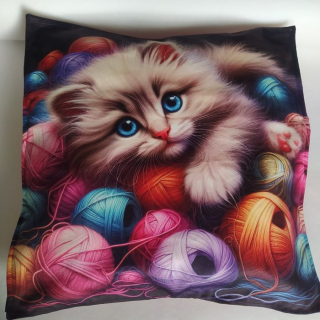 Povlak na polštářek 40x40cm Kotě s klubíčky