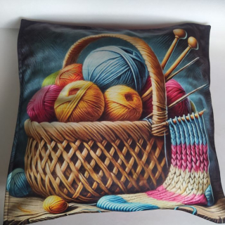Povlak na polštářek 40x40cm Košík s klubíčky