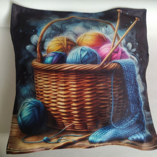 Povlak na polštářek 40x40cm Košík s klubíčky