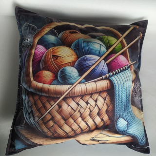 Povlak na polštářek 40x40cm Košík s klubíčky