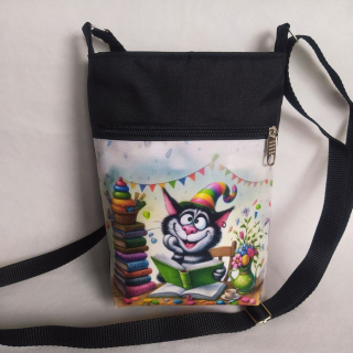 Crossbody kabelka malá Kočičí čtenář