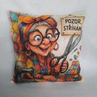 Vtipný povlak na polštář patchworkářka