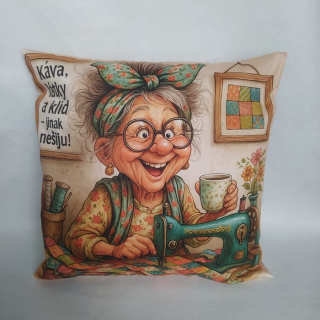 Vtipný povlak na polštář patchworkářka