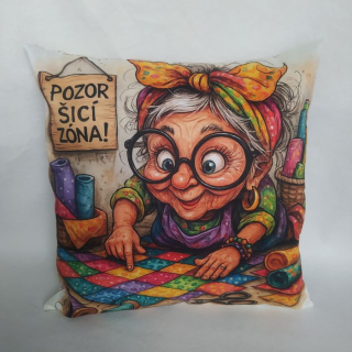 Vtipný povlak na polštář patchworkářka