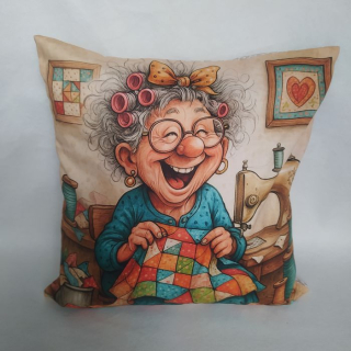 Vtipný povlak na polštář patchworkářka