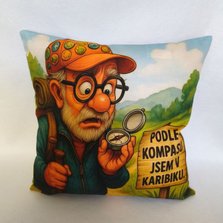 Vtipný povlak na polštář kompas