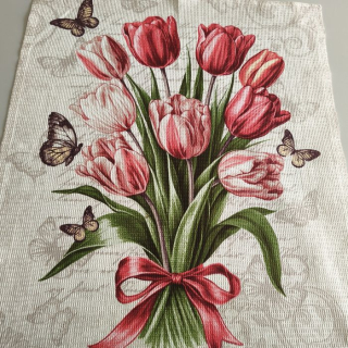 Bavlněná vaflová utěrka Tulipány